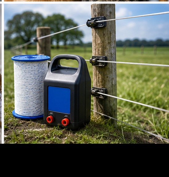 Cerca elétrica, fios e equipamentos de manejo